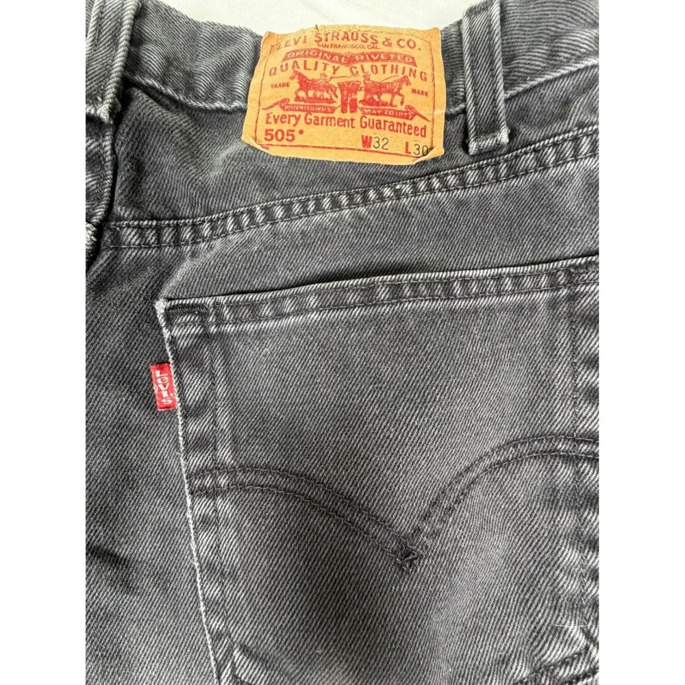 Levis 505 Vintage Y2K  Regular Jeans Mens 30x29  Faded Black Straight Leg 2003